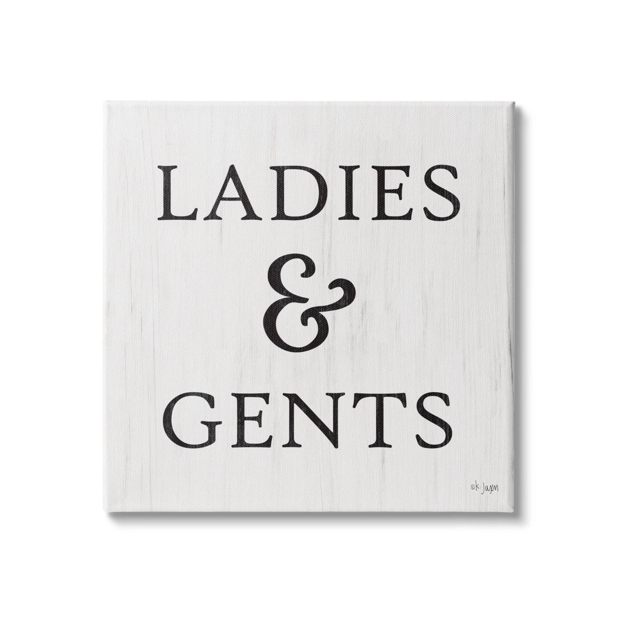 Stupell Industries Ladies & Gents Bathroom Sign Country Grain Pattern Canvas Wall Art